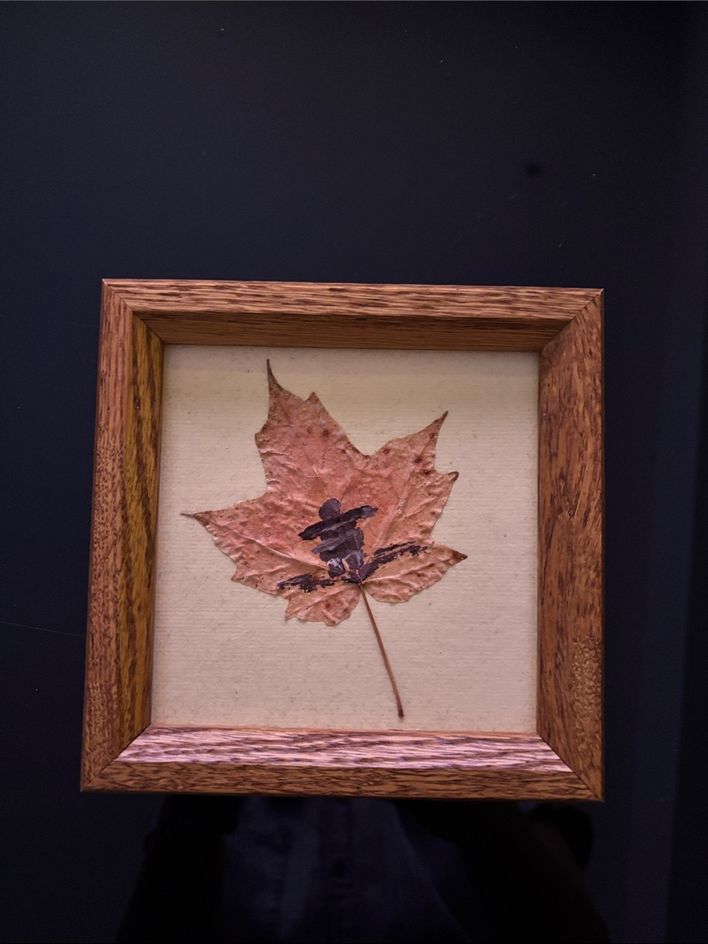Framed Autumn Leaf Wall Art - Brown